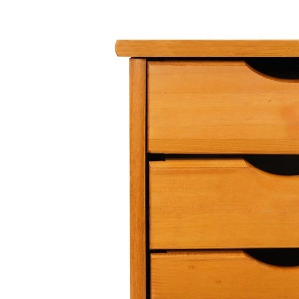 Adeptus Original Roll Cart, Solid Wood, 6 Drawer Roll Cart, Med Pine