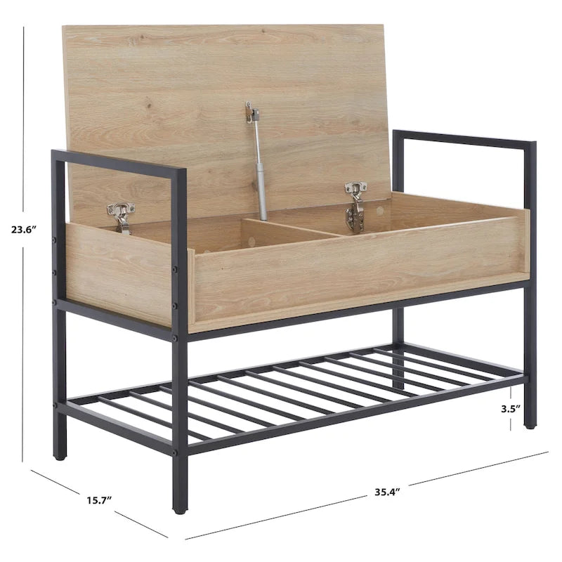 SAFAVIEH Polymnia Storage Bench - 35 W x 16 D x 24 H - 35Wx16Dx24H