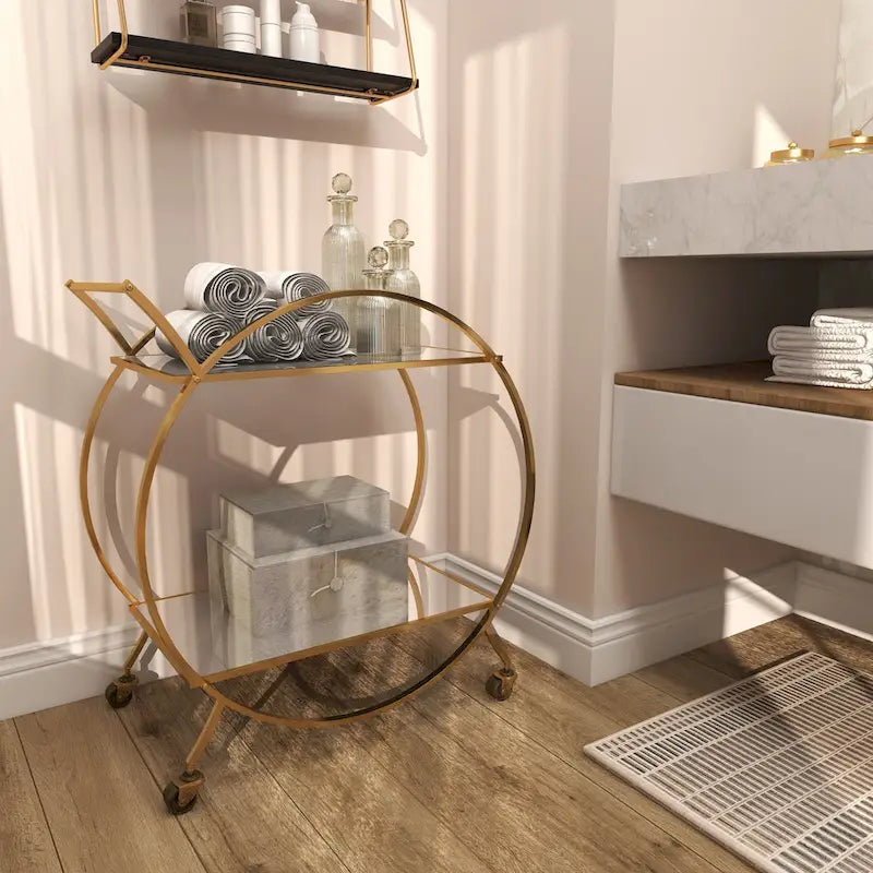 Iron Contemporary Bar Cart 30 x 27 x 15