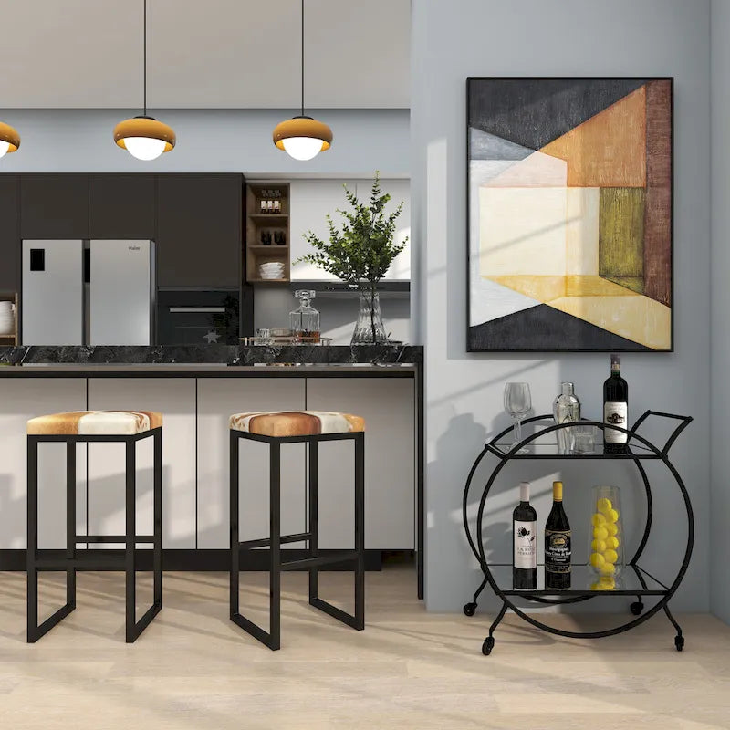 Iron Contemporary Bar Cart 30 x 27 x 15