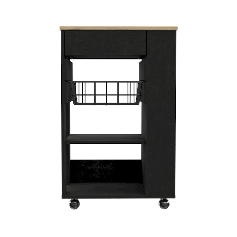 Blosson 22-inch Wide Kitchen Cart with 1 Drawer, 2 Open Shelves, and 4 Casters - N/A