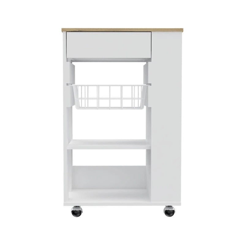 Blosson 22-inch Wide Kitchen Cart with 1 Drawer, 2 Open Shelves, and 4 Casters - N/A