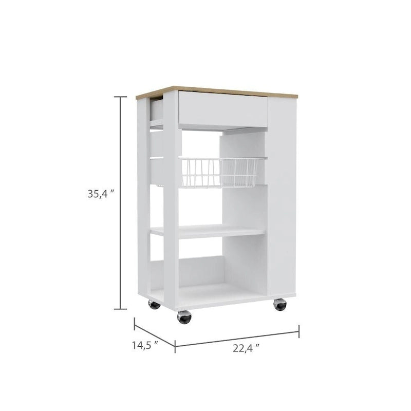 Blosson 22-inch Wide Kitchen Cart with 1 Drawer, 2 Open Shelves, and 4 Casters - N/A