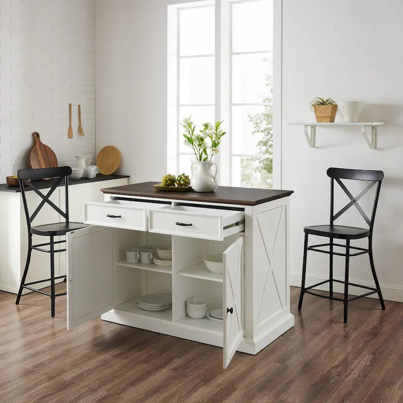 Crosley Clifton Kitchen Island W/Camille Stools - 50d x 47.75w x 36.25h