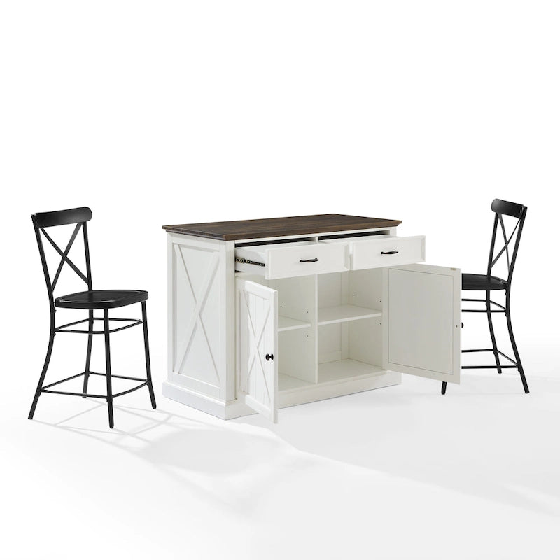 Crosley Clifton Kitchen Island W/Camille Stools - 50d x 47.75w x 36.25h