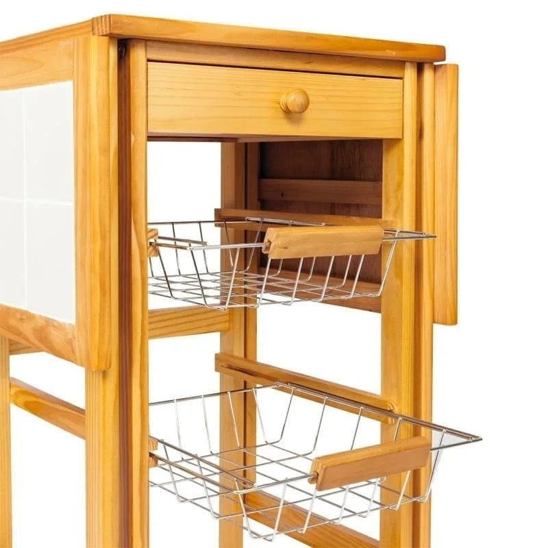 Portable Rolling Drop Leaf Kitchen Storage Trolley Cart