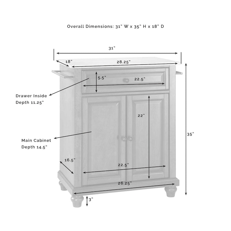 Crosley Cambridge Granite Top Portable Kitchen Island/Cart - 31W x 18D x 35H