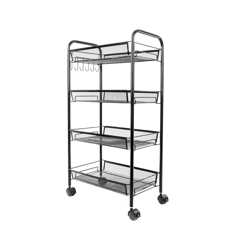4 Tier Organizer Metal Rolling Storage Shelving Rack Kitchen Wire Shelf