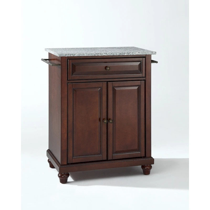 Crosley Cambridge Solid Granite Top Portable Kitchen Island in Vintage Mahogany Finish - 31 W x 18 D x 35 H