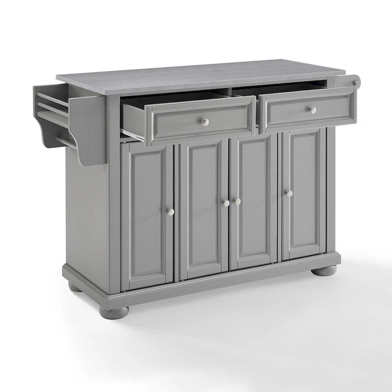 Crosley Alexandria Stainless Steel Top Kitchen Island In Vintage Grey - 51.5 W x 18 D x 36 H