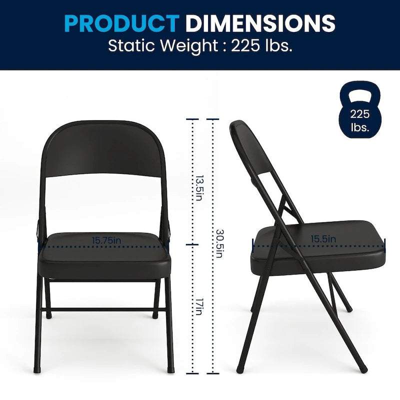 4 Pack Double Braced Metal Folding Chair