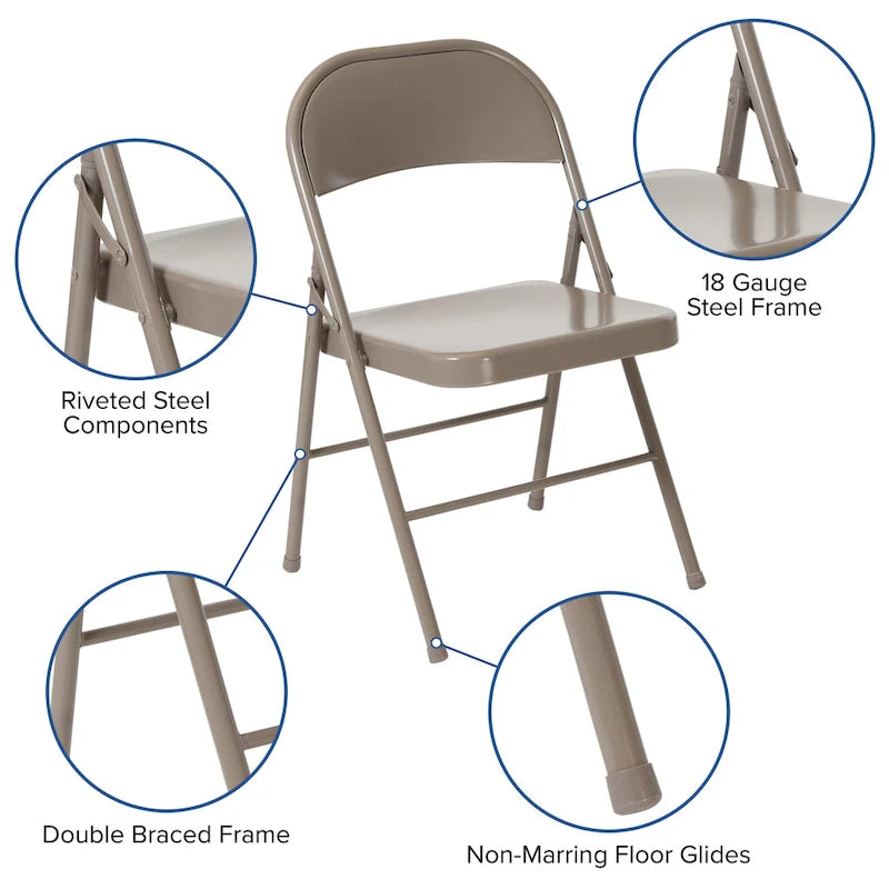 4 Pack Double Braced Metal Folding Chair