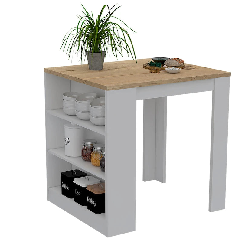 TUHOME Tanna Kitchen Counter Island with 3 Shelves - 36 W x 31L