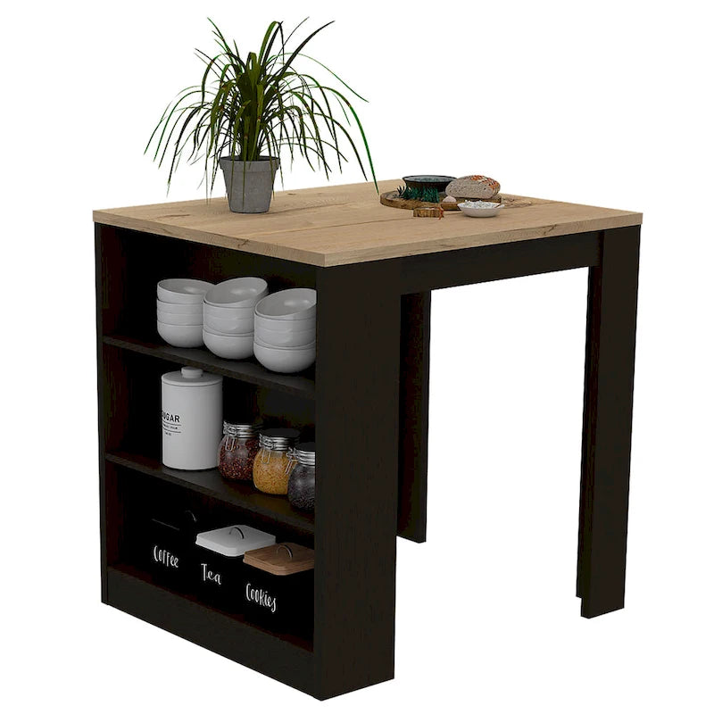 TUHOME Tanna Kitchen Counter Island with 3 Shelves - 36 W x 31L