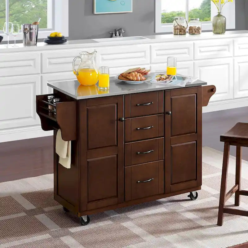 Crosley Eleanor Stainless Steel Top Kitchen Cart - 18d x 51.5w x 35.25h