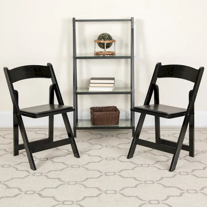 Vinyl-padded Wood Folding Chair (Set of 4)