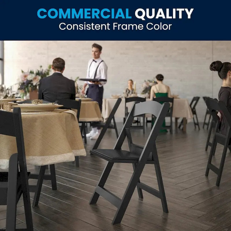 Lightweight Resin Folding Chairs with Vinyl Seats (Set of 4)