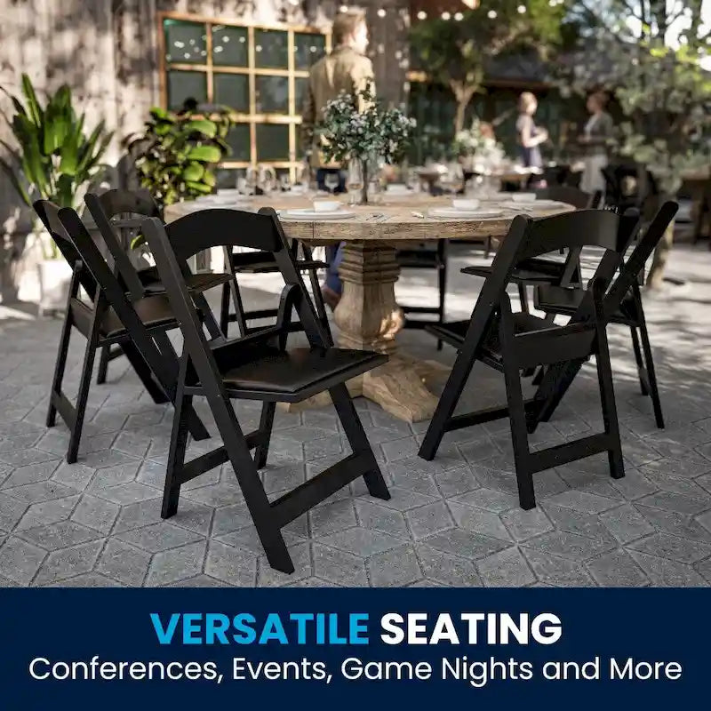 Lightweight Resin Folding Chairs with Vinyl Seats (Set of 4)