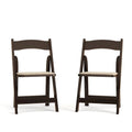 Wood Folding Chair with Vinyl Padded Seat (Set of 2)