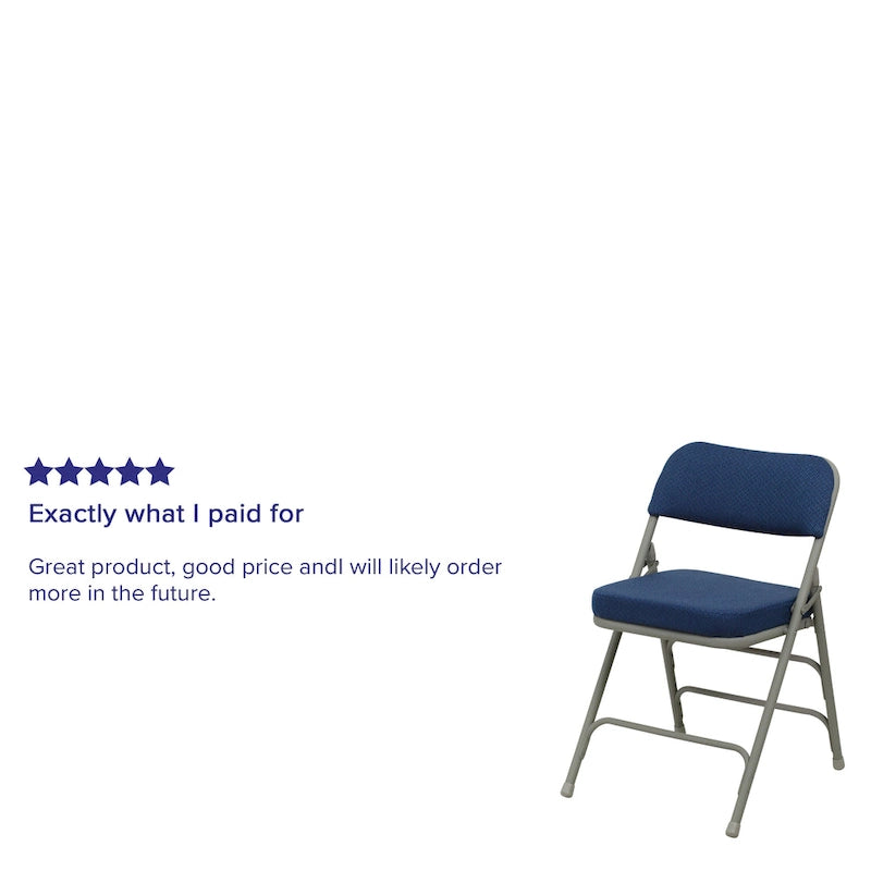 4 Pack Curved Triple Braced & Hinged Fabric Upholstered Metal Folding Chair