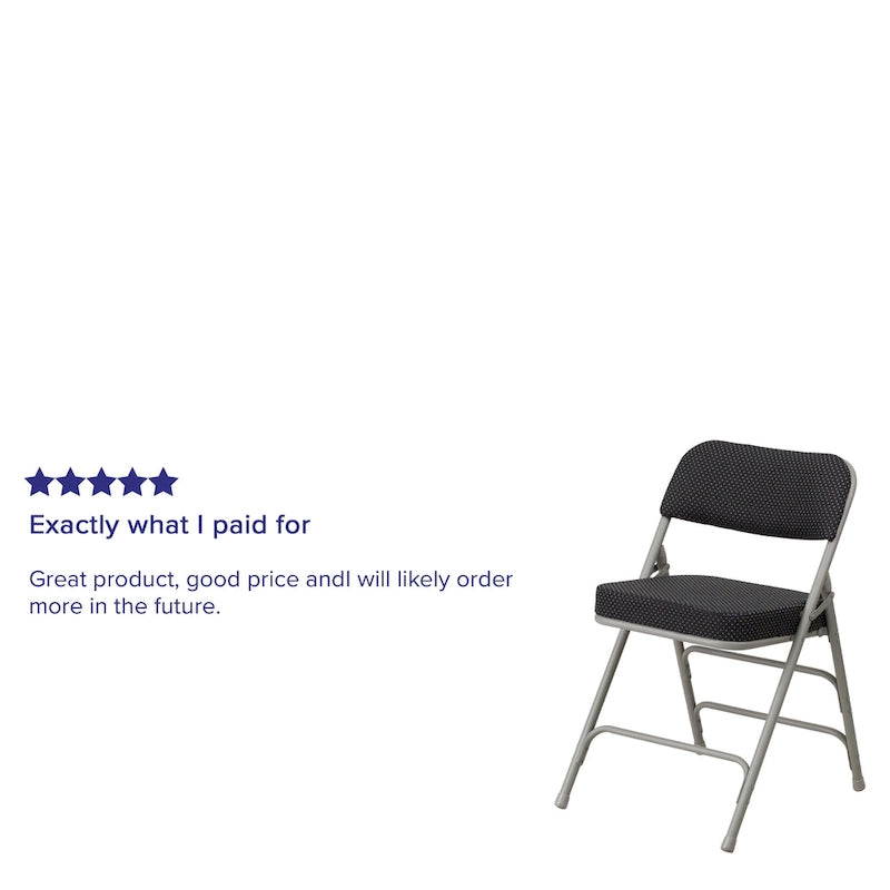 4 Pack Curved Triple Braced & Hinged Fabric Upholstered Metal Folding Chair
