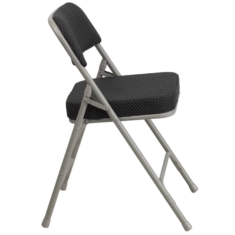 4 Pack Curved Triple Braced & Hinged Fabric Upholstered Metal Folding Chair