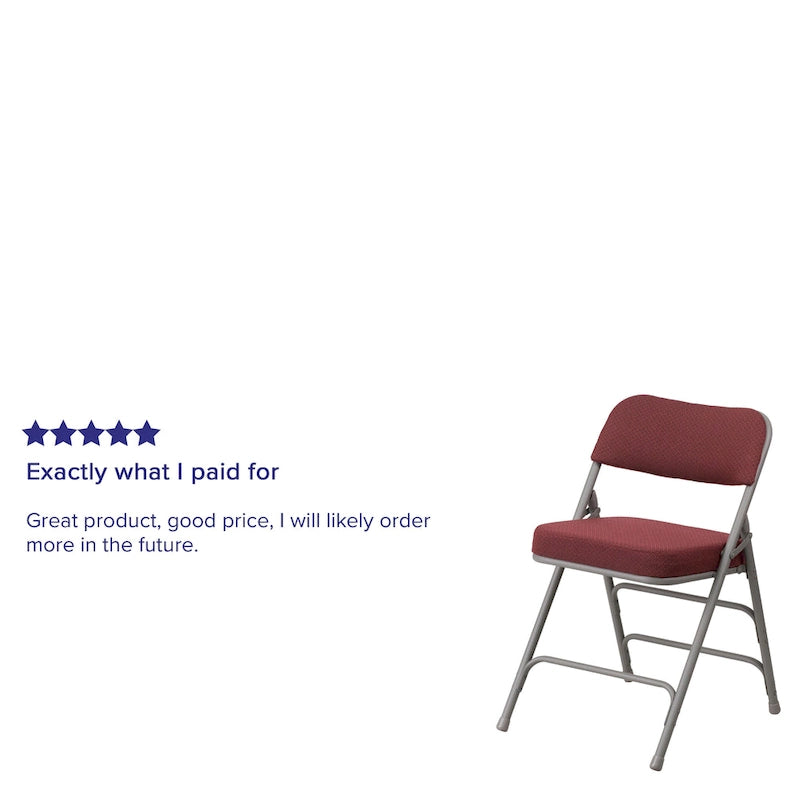 4 Pack Curved Triple Braced & Hinged Fabric Upholstered Metal Folding Chair