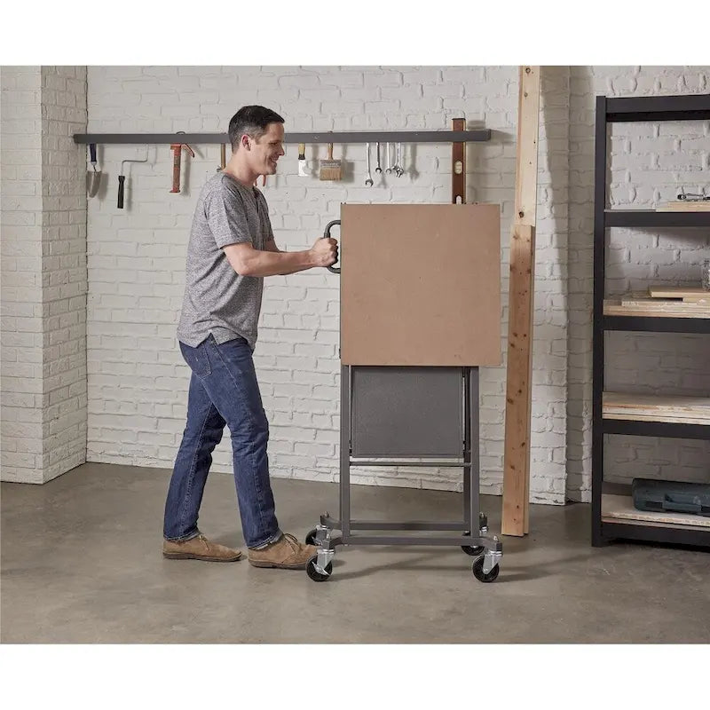 COSCO Smartfold Grey Utility Table / Workbench with Locking Casters