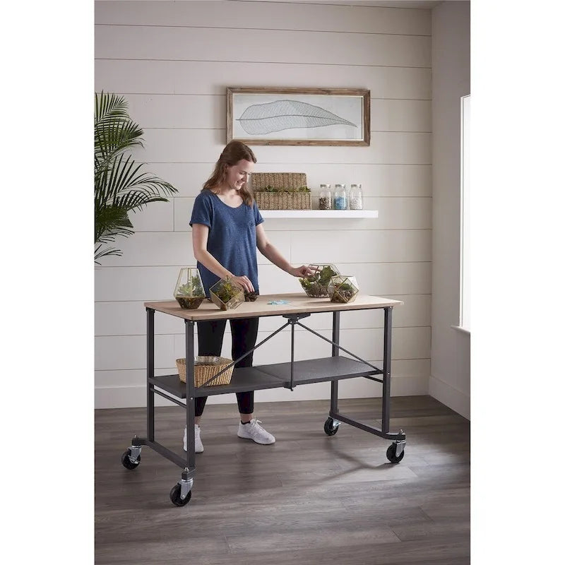 COSCO Smartfold Grey Utility Table / Workbench with Locking Casters