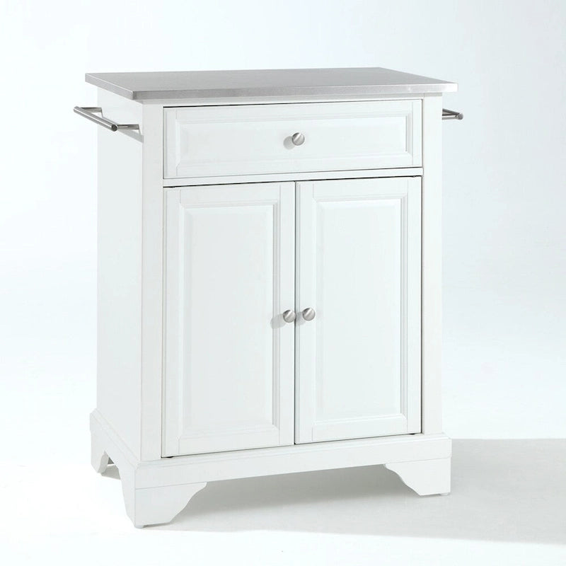 Crosley LaFayette Stainless Steel Top Portable Kitchen Island in White Finish - 18d x 31w x 35h