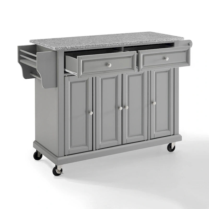 Crosley Solid Granite Top Kitchen Cart/Island In Vintage Grey - 51.5 W x 18 D x 34 H