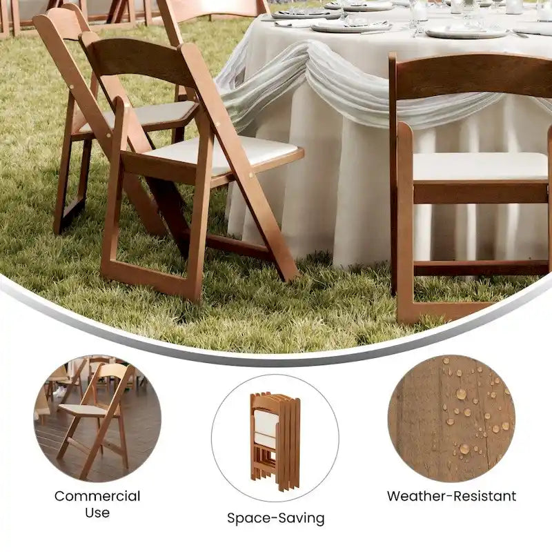 Set of 2 Folding Chairs with Padded Seats - 18D x 17.25W x 30.75H