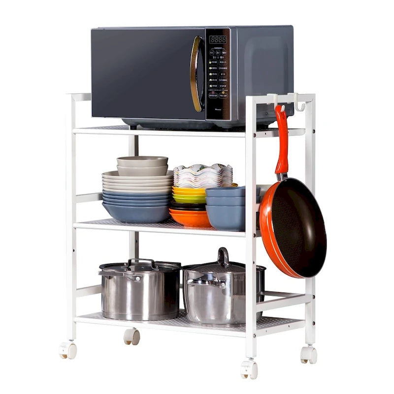 3-Tier Rolling Serving Shelf Rack Utility Storage Kitchen Island Cart