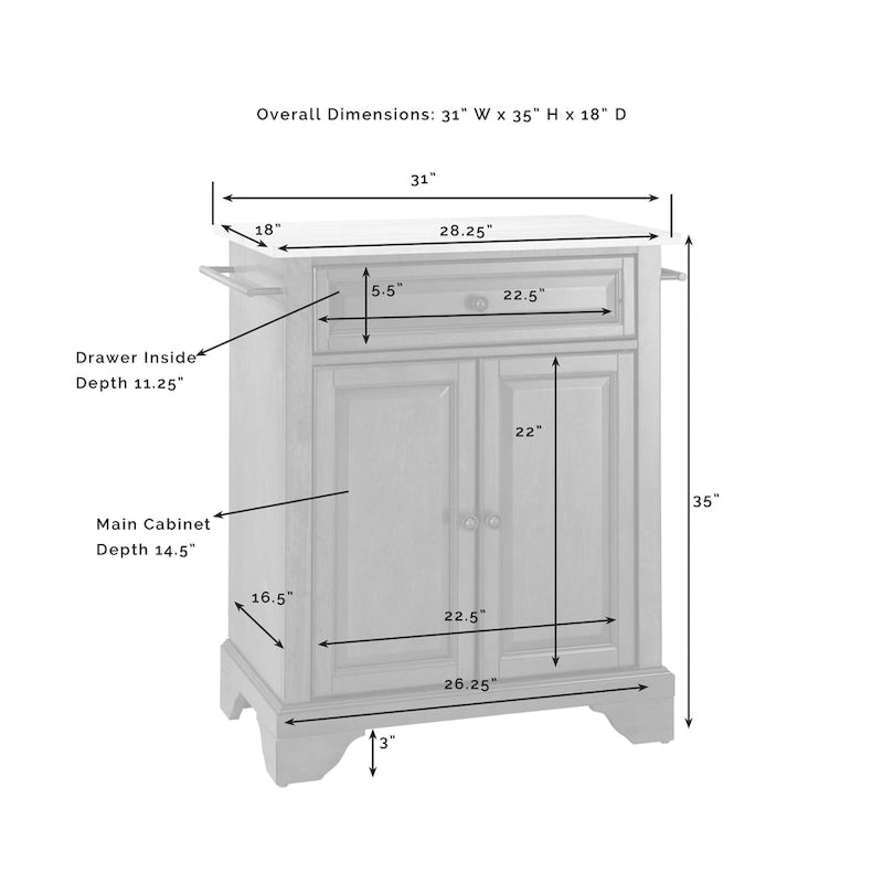 Crosley Lafayette Granite Top Portable Kitchen Island/Cart - 31W x 18D x 35.5H