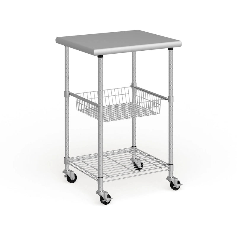 Porch & Den Allerton Stainless Steel Kitchen Work Table Cart