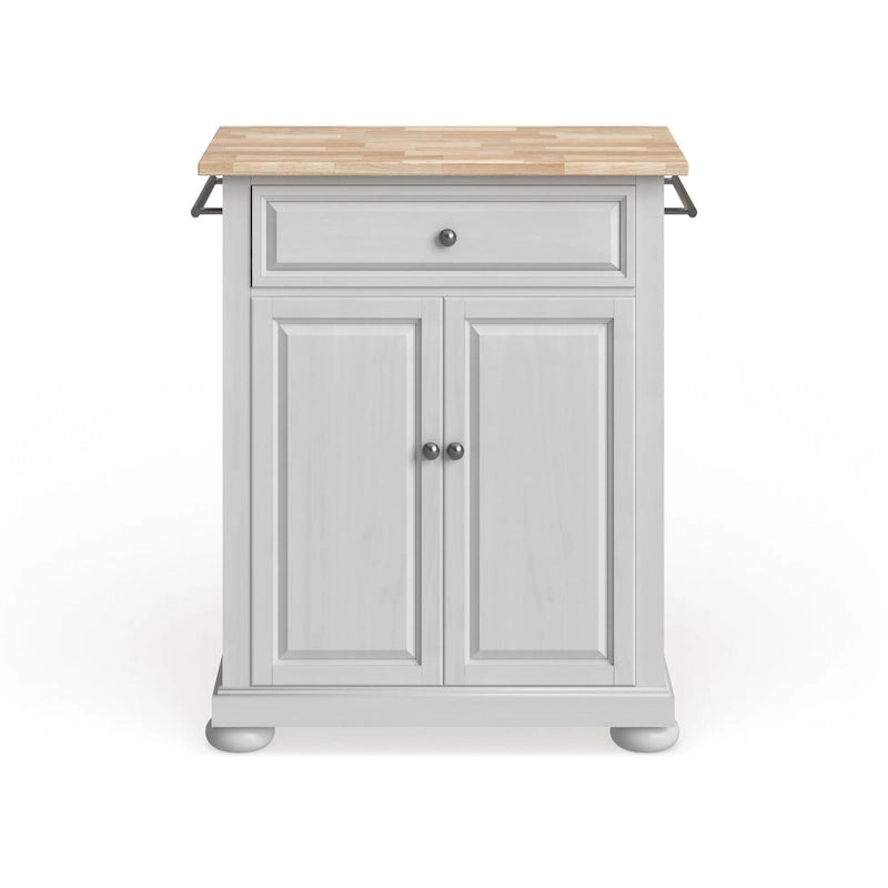 Crosley Alexandria Wood Top Portable Kitchen Island in White Finish - 18d x 31w x 33.5h