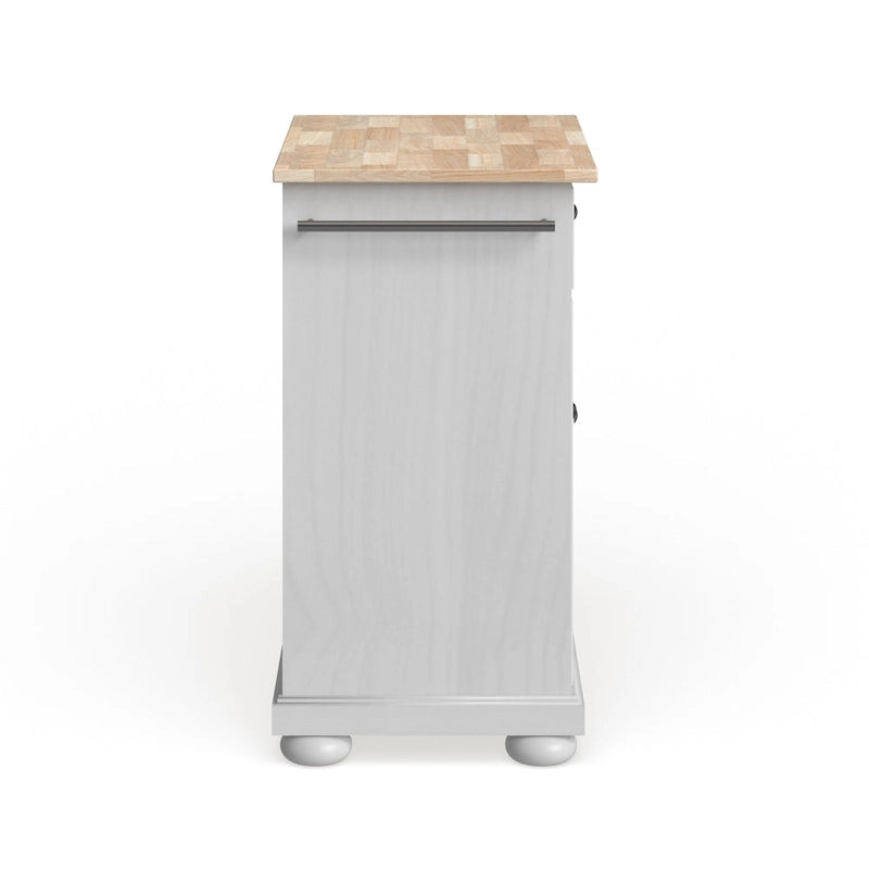 Crosley Alexandria Wood Top Portable Kitchen Island in White Finish - 18d x 31w x 33.5h