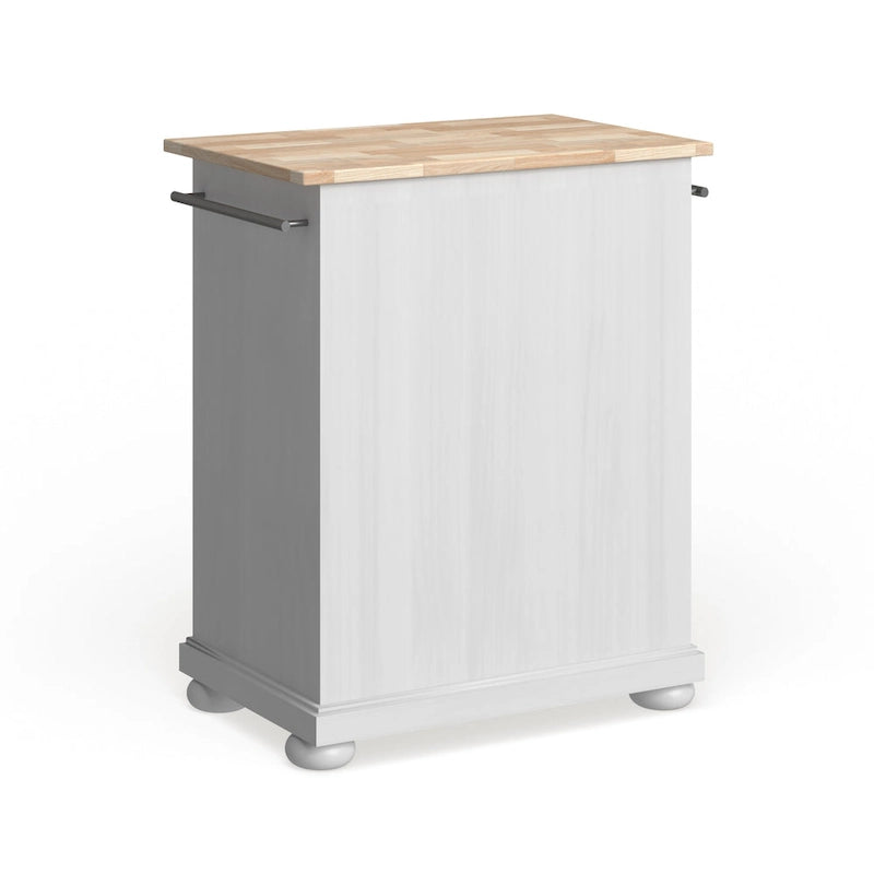 Crosley Alexandria Wood Top Portable Kitchen Island in White Finish - 18d x 31w x 33.5h
