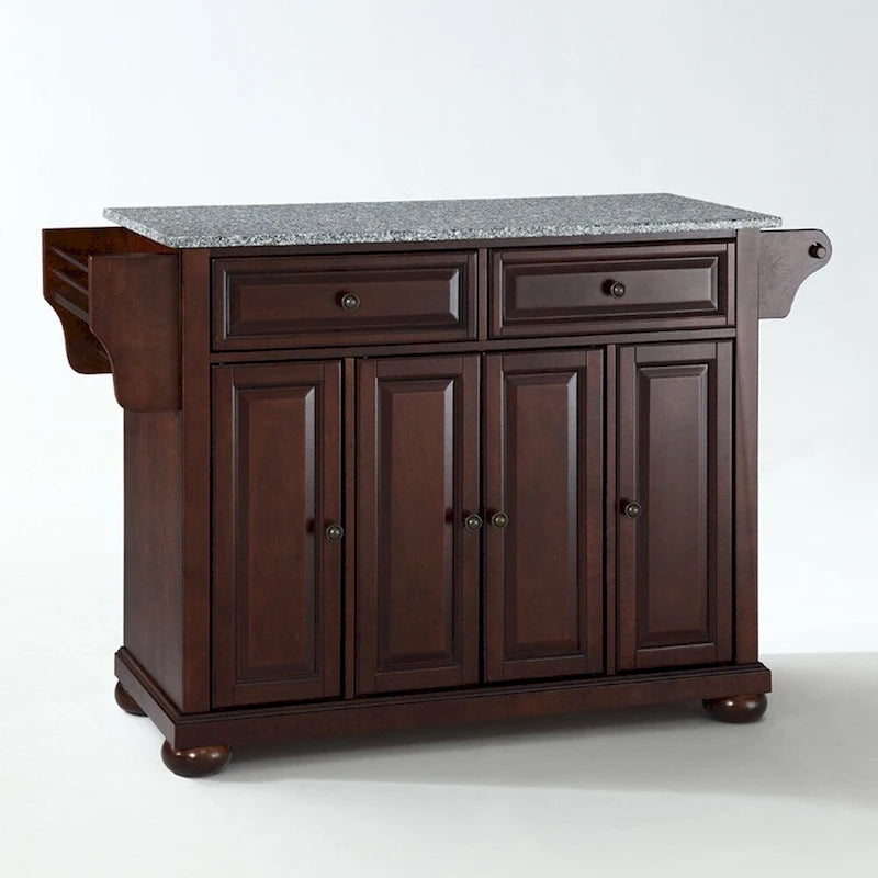 Crosley Alexandria Solid Granite Top Kitchen Island in Vintage Mahogany Finish - 18d x 51.5w x 34h