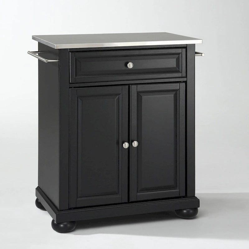 Crosley Alexandria Black Stainless Steel Top Portable Kitchen Island - 18d x 31w x 35.5h