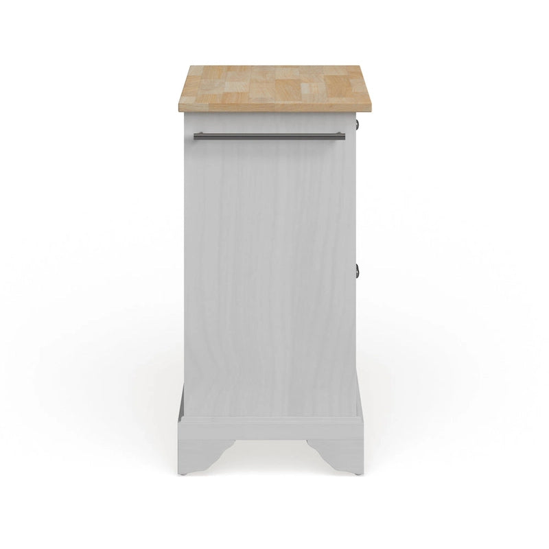 Crosley Lafayette Natural Wood Top Portable Kitchen Island in White Finish - 18d x 31w x 35h