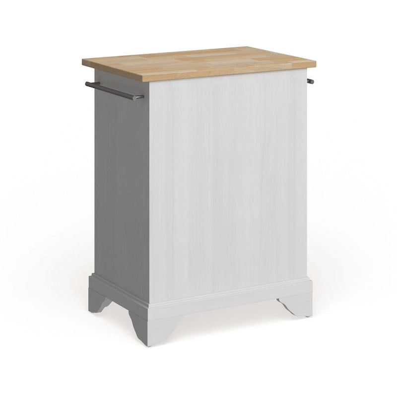 Crosley Lafayette Natural Wood Top Portable Kitchen Island in White Finish - 18d x 31w x 35h