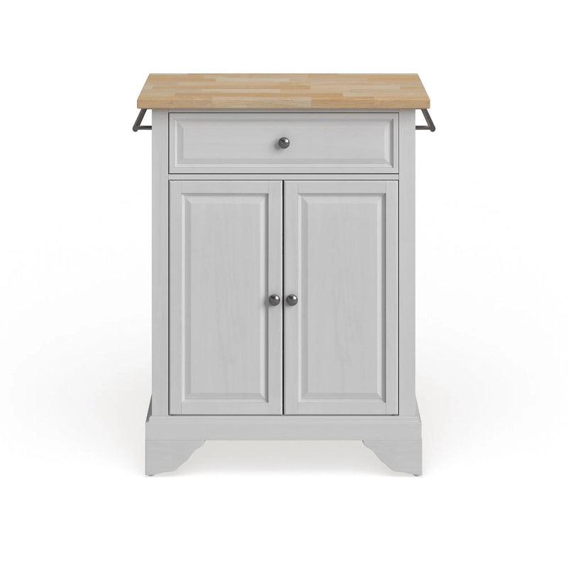 Crosley Lafayette Natural Wood Top Portable Kitchen Island in White Finish - 18d x 31w x 35h