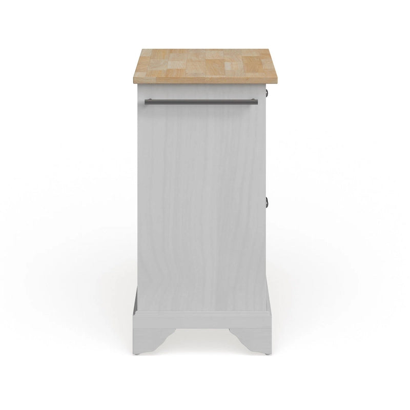 Crosley Lafayette Natural Wood Top Portable Kitchen Island in White Finish - 18d x 31w x 35h