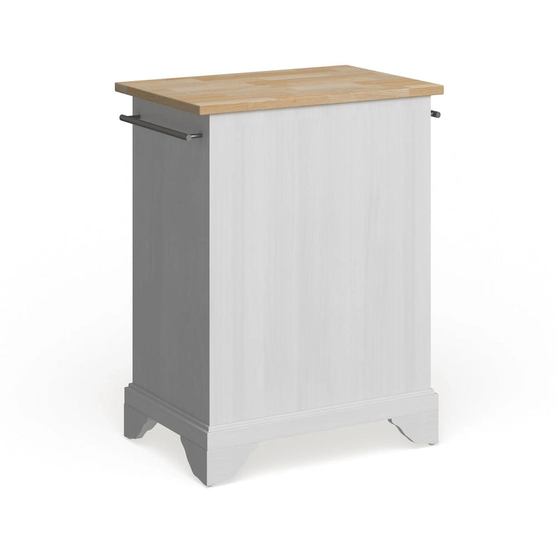 Crosley Lafayette Natural Wood Top Portable Kitchen Island in White Finish - 18d x 31w x 35h