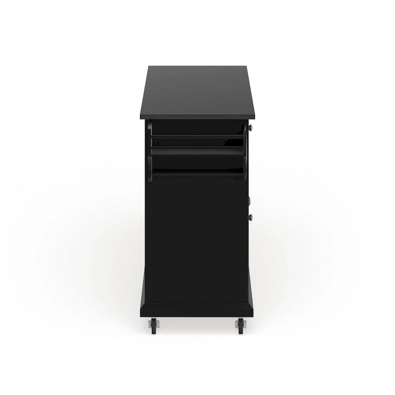 Crosley Black Wood Kitchen Cart/ Island with Solid Black Granite Top - 18d x 51.5w x 36h