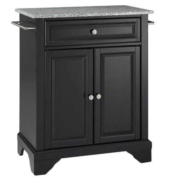 Crosley LaFayette Solid Granite Top Portable Kitchen Island in Black Finish - 18d x 31w x 35h