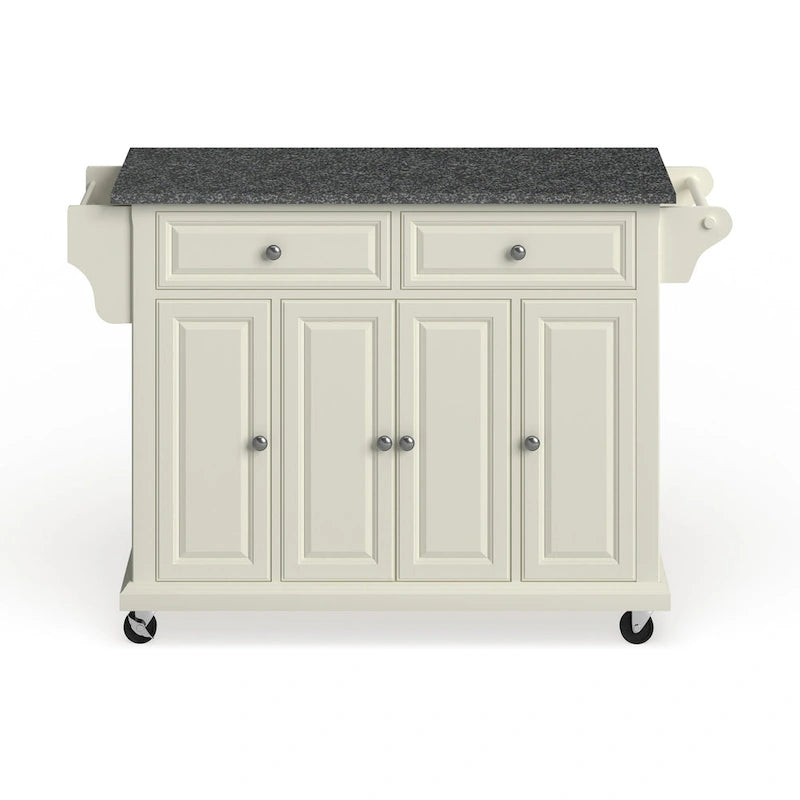 Crosley Full Size White Wood and Granite Top Kitchen Cart - 18d x 51.5w x 36h