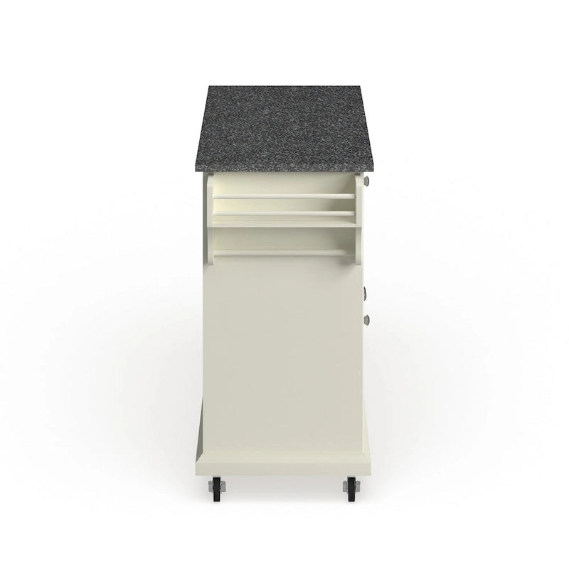Crosley Full Size White Wood and Granite Top Kitchen Cart - 18d x 51.5w x 36h