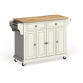 Crosley Full Size White Natural Wood Top Kitchen Cart Island - 18d x 51.5w x 36h